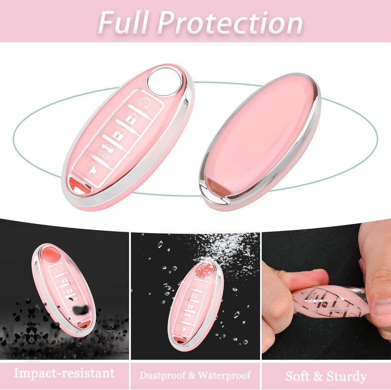 JAMCARI for Nissan Key Fob Cover - 4/5 Button Soft TPU Protection Car Key Case Shell for Altima Maxima Rogue Armada Sentra 370z Pathfinder Murano Remote Smart Key - Image 3